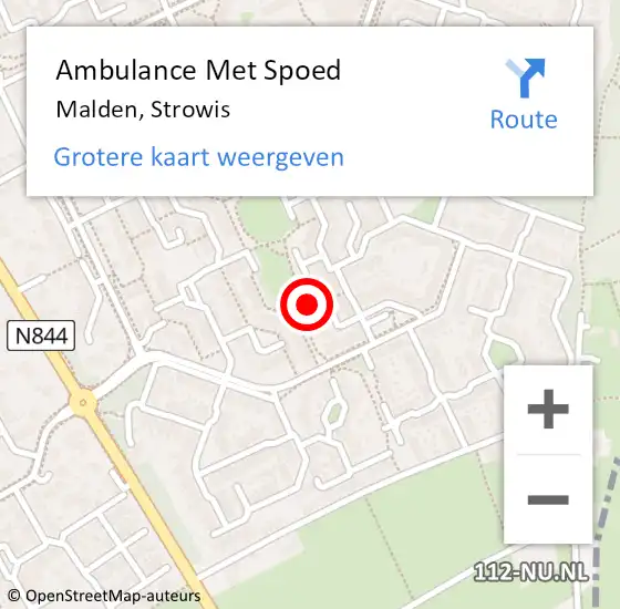 Locatie op kaart van de 112 melding: Ambulance Met Spoed Naar Malden, Strowis op 24 mei 2014 16:10