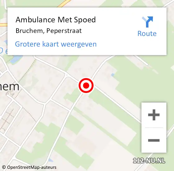 Locatie op kaart van de 112 melding: Ambulance Met Spoed Naar Bruchem, Peperstraat op 16 november 2020 20:59