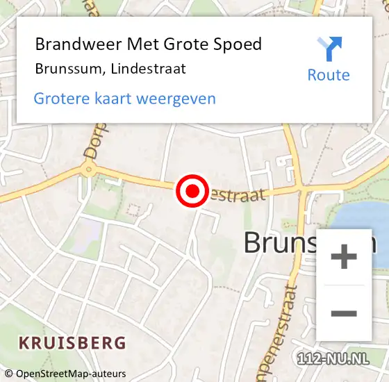 Locatie op kaart van de 112 melding: Brandweer Met Grote Spoed Naar Brunssum, Lindestraat op 16 november 2020 21:50