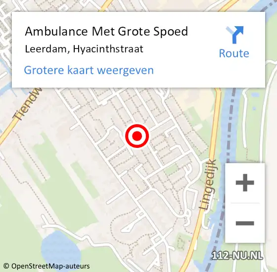 Locatie op kaart van de 112 melding: Ambulance Met Grote Spoed Naar Leerdam, Hyacinthstraat op 16 november 2020 22:41