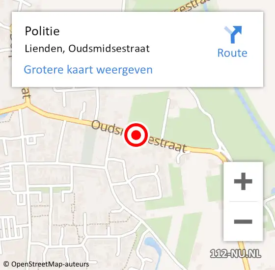 Locatie op kaart van de 112 melding: Politie Lienden, Oudsmidsestraat op 17 november 2020 00:40