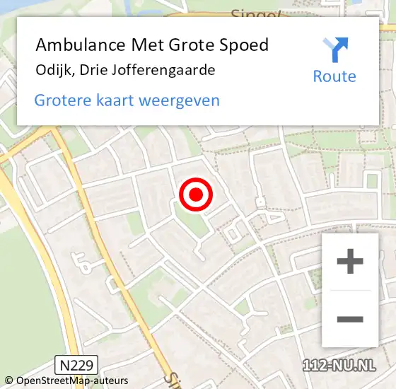 Locatie op kaart van de 112 melding: Ambulance Met Grote Spoed Naar Odijk, Drie Jofferengaarde op 24 mei 2014 16:35