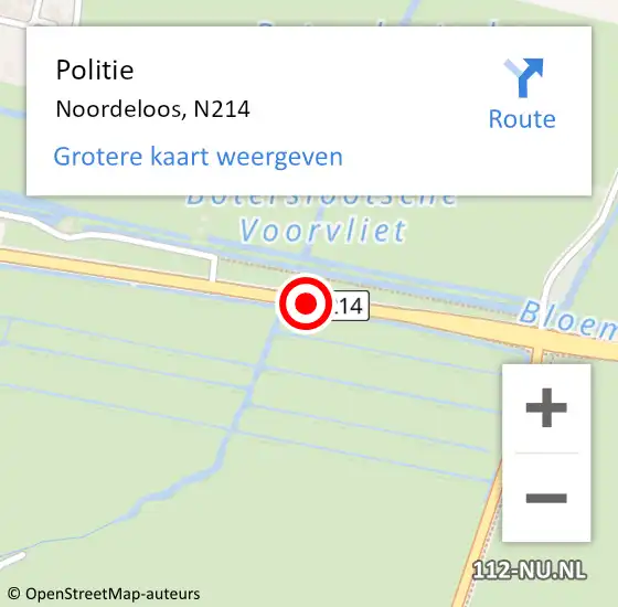 Locatie op kaart van de 112 melding: Politie Noordeloos, N214 op 17 november 2020 06:58