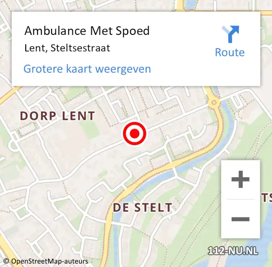 Locatie op kaart van de 112 melding: Ambulance Met Spoed Naar Lent, Steltsestraat op 17 november 2020 07:28