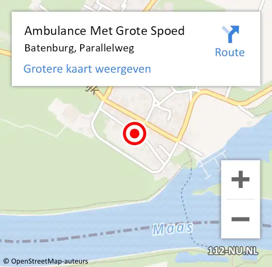 Locatie op kaart van de 112 melding: Ambulance Met Grote Spoed Naar Batenburg, Parallelweg op 17 november 2020 07:40