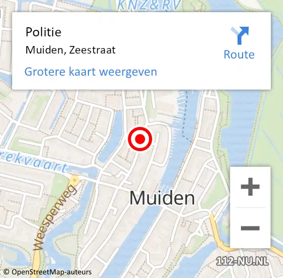 Locatie op kaart van de 112 melding: Politie Muiden, Zeestraat op 17 november 2020 09:43