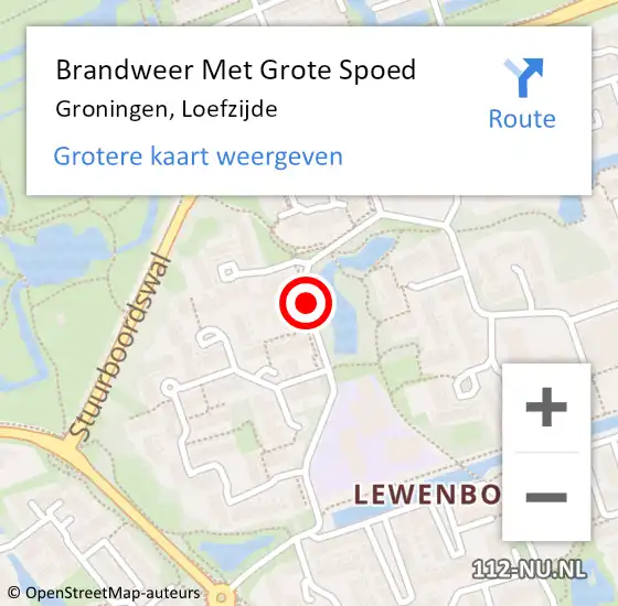 Locatie op kaart van de 112 melding: Brandweer Met Grote Spoed Naar Groningen, Loefzijde op 17 november 2020 09:49