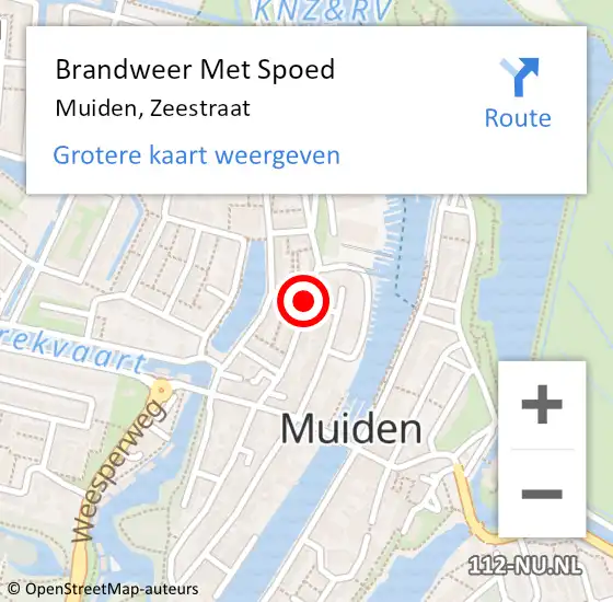 Locatie op kaart van de 112 melding: Brandweer Met Spoed Naar Muiden, Zeestraat op 17 november 2020 10:06