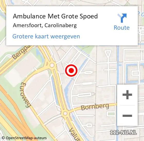 Locatie op kaart van de 112 melding: Ambulance Met Grote Spoed Naar Amersfoort, Carolinaberg op 24 mei 2014 17:02