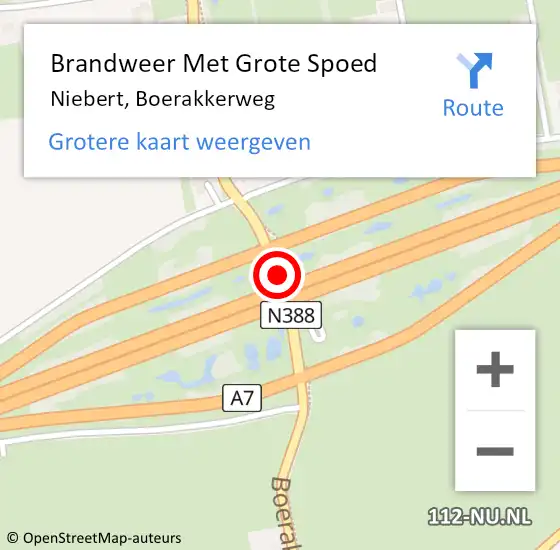 Locatie op kaart van de 112 melding: Brandweer Met Grote Spoed Naar Niebert, Boerakkerweg op 17 november 2020 11:03