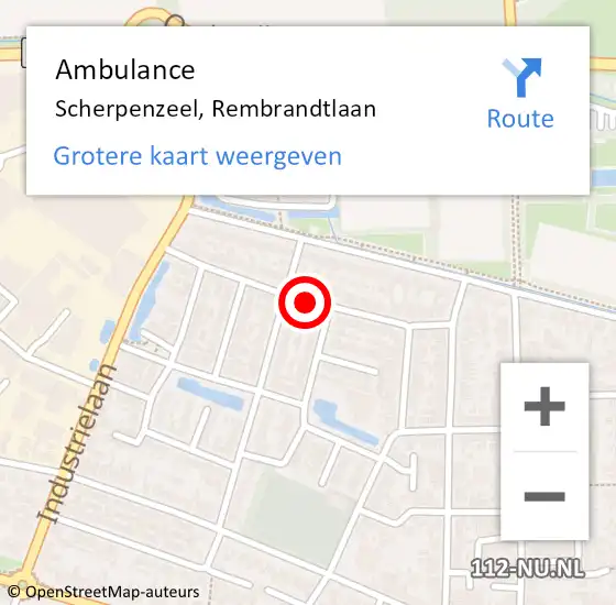 Locatie op kaart van de 112 melding: Ambulance Scherpenzeel, Rembrandtlaan op 17 november 2020 11:27