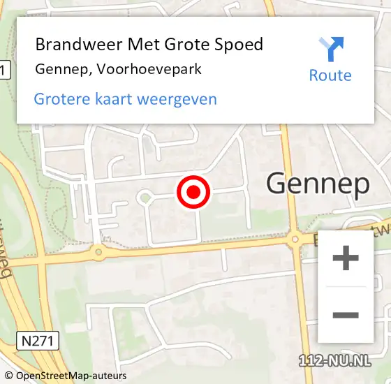 Locatie op kaart van de 112 melding: Brandweer Met Grote Spoed Naar Gennep, Voorhoevepark op 17 november 2020 11:40