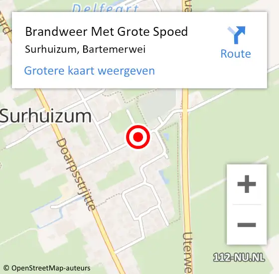 Locatie op kaart van de 112 melding: Brandweer Met Grote Spoed Naar Surhuizum, Bartemerwei op 17 november 2020 12:01