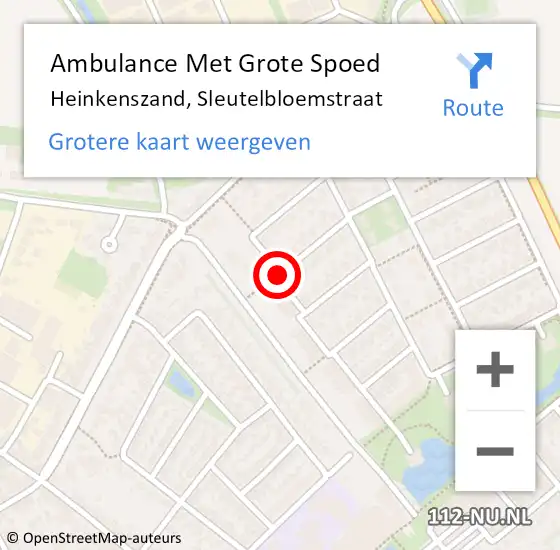 Locatie op kaart van de 112 melding: Ambulance Met Grote Spoed Naar Heinkenszand, Sleutelbloemstraat op 17 november 2020 13:04