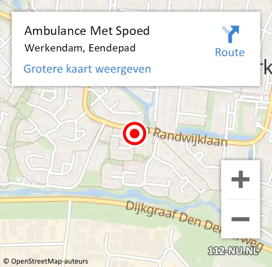 Locatie op kaart van de 112 melding: Ambulance Met Spoed Naar Werkendam, Eendepad op 24 mei 2014 17:27