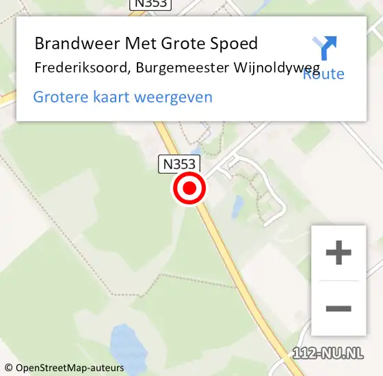 Locatie op kaart van de 112 melding: Brandweer Met Grote Spoed Naar Frederiksoord, Burgemeester Wijnoldyweg op 17 november 2020 13:28