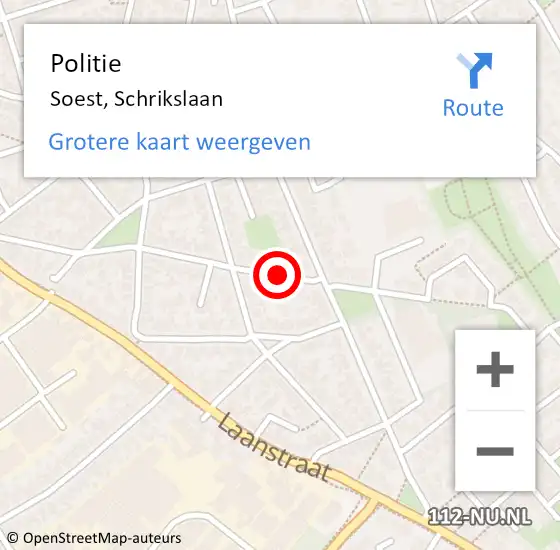 Locatie op kaart van de 112 melding: Politie Soest, Schrikslaan op 17 november 2020 13:36