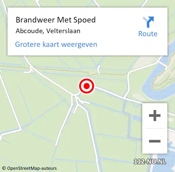 Locatie op kaart van de 112 melding: Brandweer Met Spoed Naar Abcoude, Velterslaan op 17 november 2020 13:50