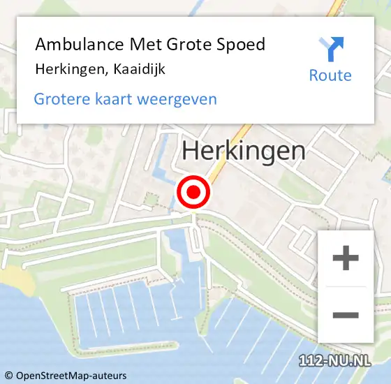 Locatie op kaart van de 112 melding: Ambulance Met Grote Spoed Naar Herkingen, Kaaidijk op 24 mei 2014 17:30