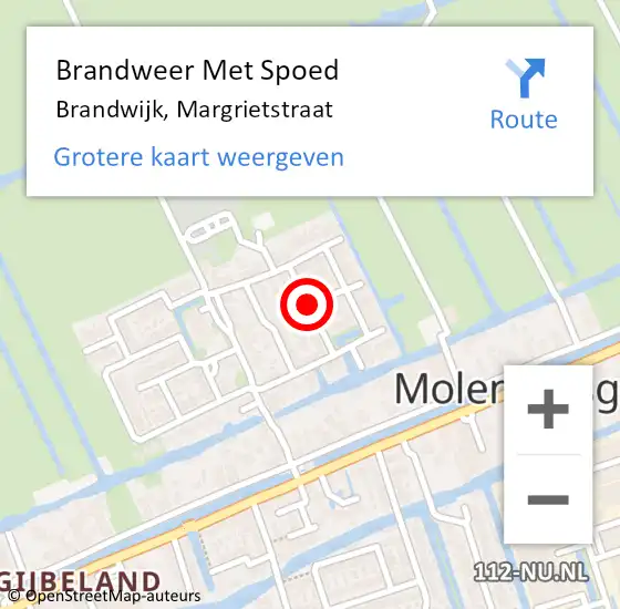 Locatie op kaart van de 112 melding: Brandweer Met Spoed Naar Brandwijk, Margrietstraat op 17 november 2020 15:33