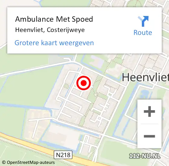 Locatie op kaart van de 112 melding: Ambulance Met Spoed Naar Heenvliet, Costerijweye op 17 november 2020 15:36