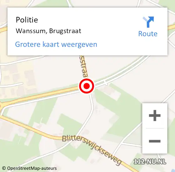 Locatie op kaart van de 112 melding: Politie Wanssum, Brugstraat op 17 november 2020 15:52