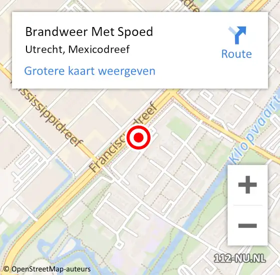 Locatie op kaart van de 112 melding: Brandweer Met Spoed Naar Utrecht, Mexicodreef op 17 november 2020 16:18