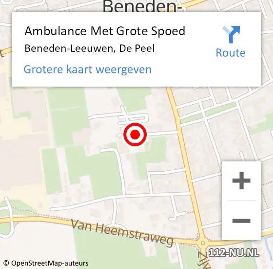 Locatie op kaart van de 112 melding: Ambulance Met Grote Spoed Naar Beneden-Leeuwen, De Peel op 17 november 2020 16:45