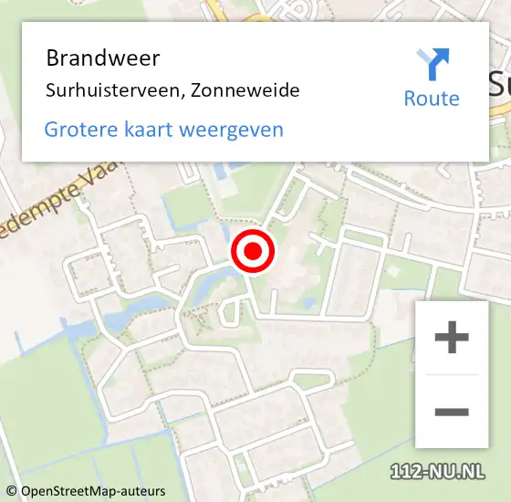 Locatie op kaart van de 112 melding: Brandweer Surhuisterveen, Zonneweide op 17 november 2020 17:05