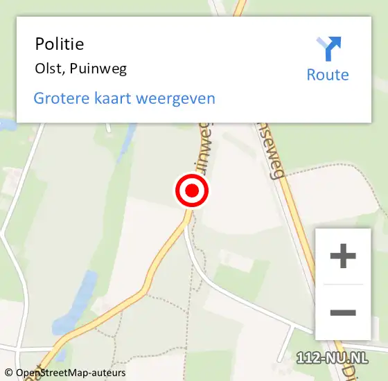 Locatie op kaart van de 112 melding: Politie Olst, Puinweg op 17 november 2020 18:29