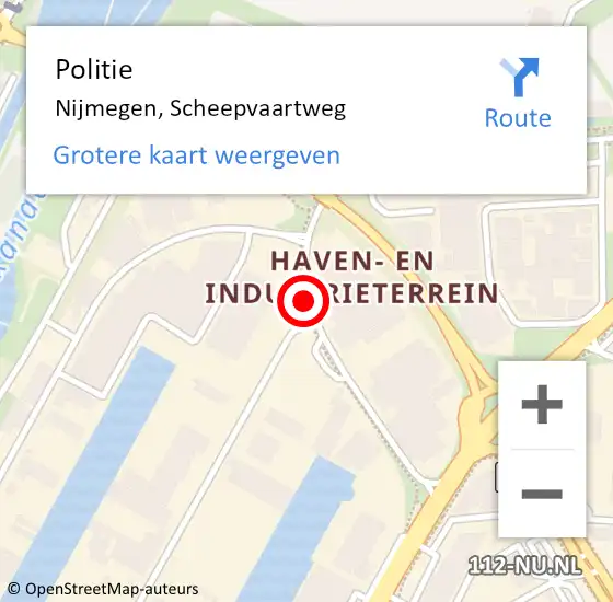 Locatie op kaart van de 112 melding: Politie Nijmegen, Scheepvaartweg op 17 november 2020 18:59