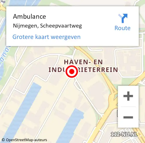 Locatie op kaart van de 112 melding: Ambulance Nijmegen, Scheepvaartweg op 17 november 2020 19:00