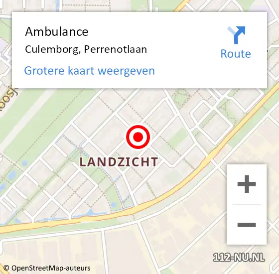 Locatie op kaart van de 112 melding: Ambulance Culemborg, Perrenotlaan op 17 november 2020 19:21