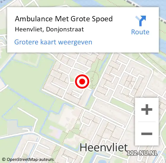 Locatie op kaart van de 112 melding: Ambulance Met Grote Spoed Naar Heenvliet, Donjonstraat op 17 november 2020 21:02