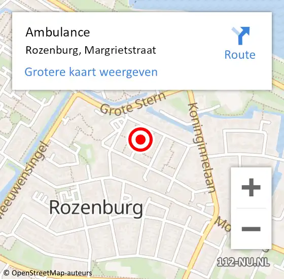 Locatie op kaart van de 112 melding: Ambulance Rozenburg, Margrietstraat op 18 november 2020 00:28