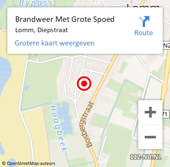 Locatie op kaart van de 112 melding: Brandweer Met Grote Spoed Naar Lomm, Diepstraat op 18 november 2020 01:51