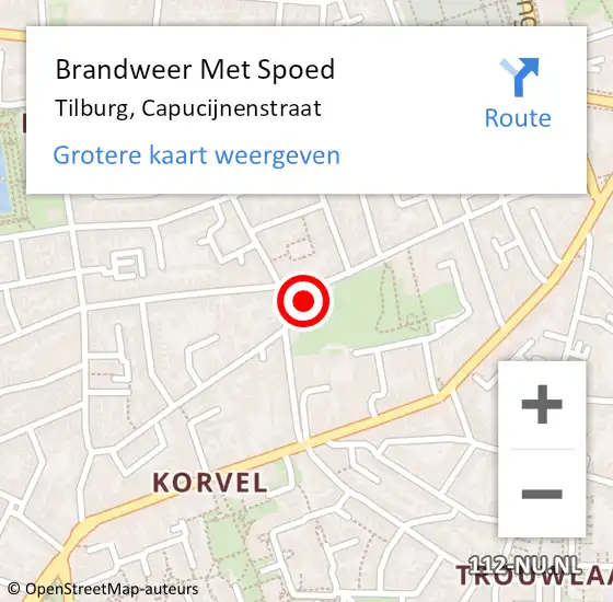 Locatie op kaart van de 112 melding: Brandweer Met Spoed Naar Tilburg, Capucijnenstraat op 18 november 2020 02:22