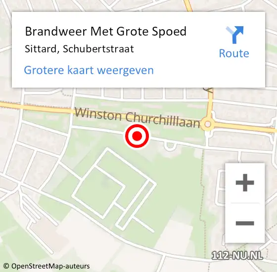 Locatie op kaart van de 112 melding: Brandweer Met Grote Spoed Naar Sittard, Schubertstraat op 18 november 2020 02:35