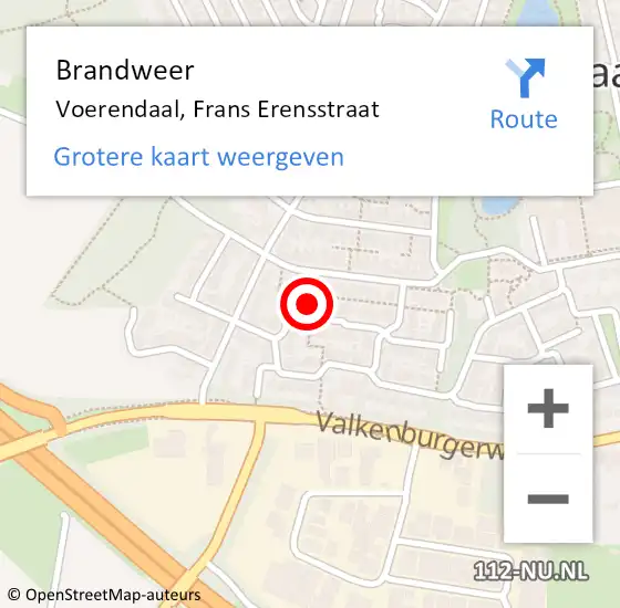 Locatie op kaart van de 112 melding: Brandweer Voerendaal, Frans Erensstraat op 3 oktober 2013 00:08