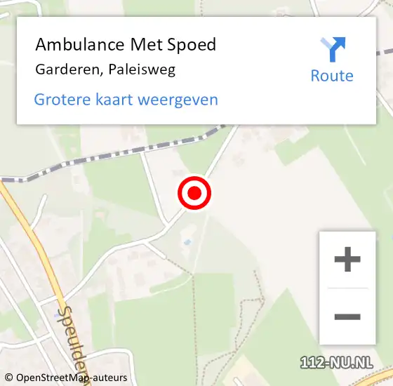 Locatie op kaart van de 112 melding: Ambulance Met Spoed Naar Garderen, Paleisweg op 18 november 2020 05:41