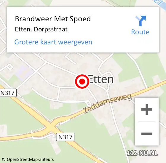 Locatie op kaart van de 112 melding: Brandweer Met Spoed Naar Etten, Dorpsstraat op 24 mei 2014 18:52