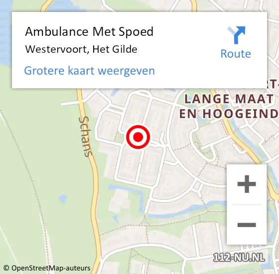 Locatie op kaart van de 112 melding: Ambulance Met Spoed Naar Westervoort, Het Gilde op 18 november 2020 07:50