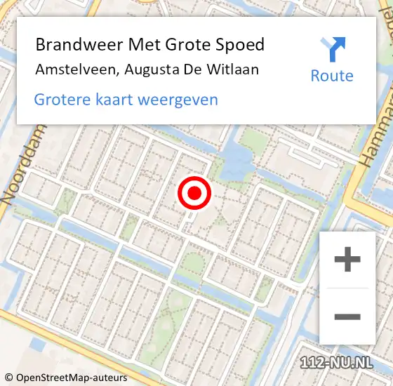 Locatie op kaart van de 112 melding: Brandweer Met Grote Spoed Naar Amstelveen, Augusta De Witlaan op 18 november 2020 09:28