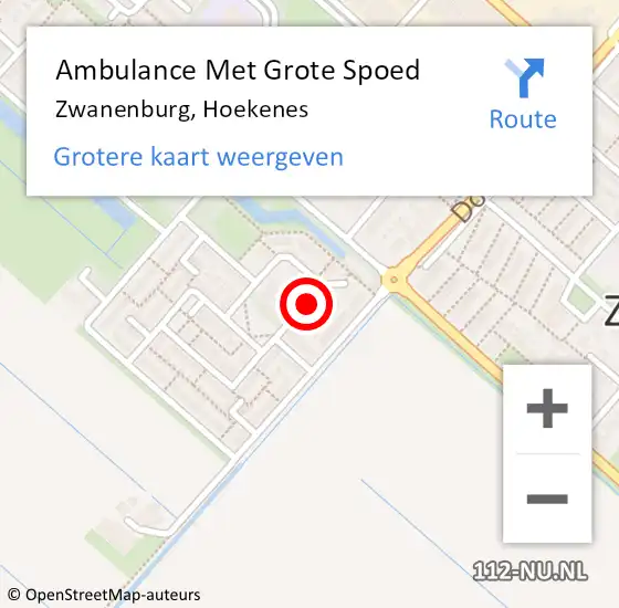 Locatie op kaart van de 112 melding: Ambulance Met Grote Spoed Naar Zwanenburg, Hoekenes op 18 november 2020 09:32