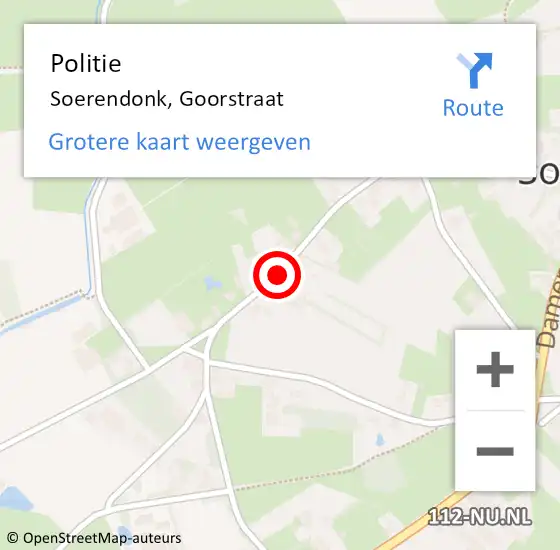 Locatie op kaart van de 112 melding: Politie Soerendonk, Goorstraat op 18 november 2020 11:29