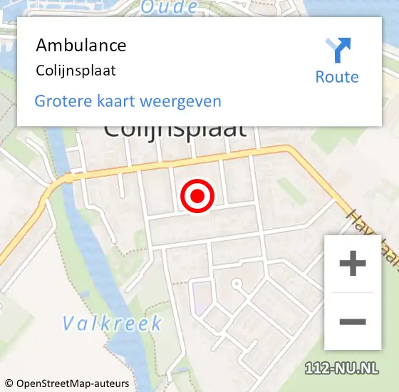 Locatie op kaart van de 112 melding: Ambulance Colijnsplaat op 18 november 2020 12:23