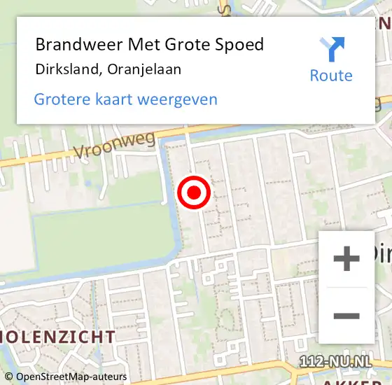 Locatie op kaart van de 112 melding: Brandweer Met Grote Spoed Naar Dirksland, Oranjelaan op 18 november 2020 12:28