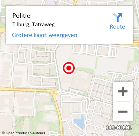 Locatie op kaart van de 112 melding: Politie Tilburg, Tatraweg op 18 november 2020 12:54
