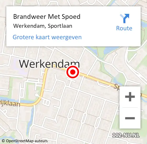 Locatie op kaart van de 112 melding: Brandweer Met Spoed Naar Werkendam, Sportlaan op 18 november 2020 12:54