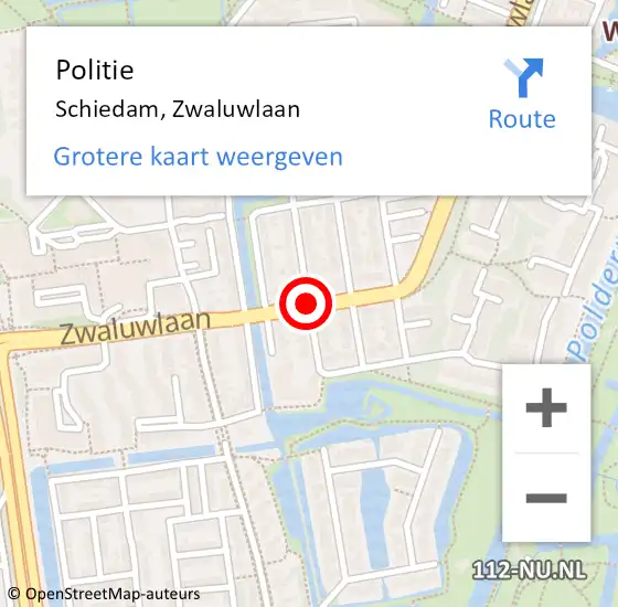 Locatie op kaart van de 112 melding: Politie Schiedam, Zwaluwlaan op 18 november 2020 13:07